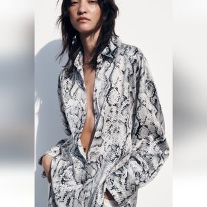 Zara SNAKE PRINT SHIRT Satin effect blogg favorite